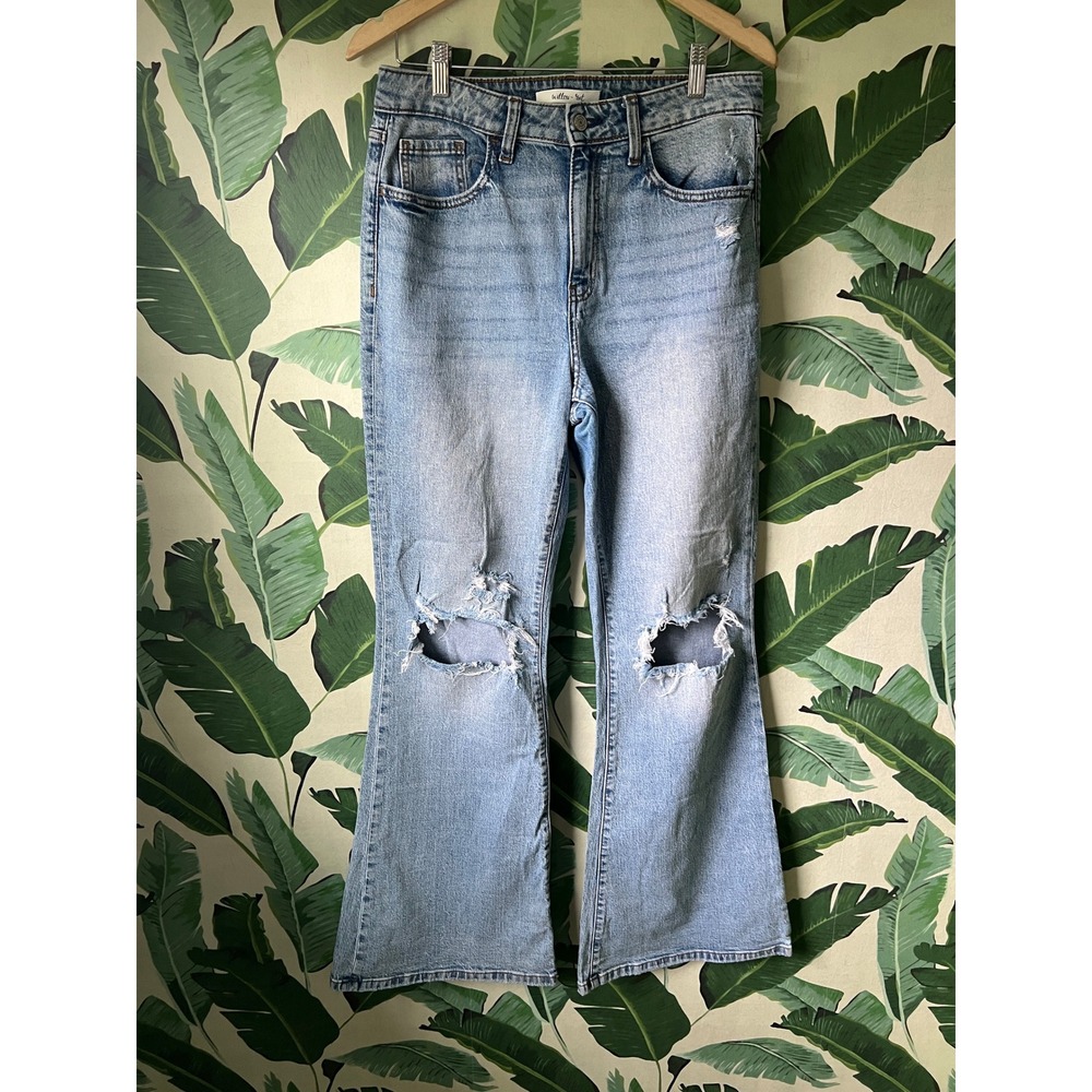 Vici Willow + Root The Flared Out Jeans Women 29x34 Blue Denim Distressed